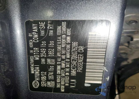 2013 Hyundai Accent Gs z USA, uszkodzony, nr VIN KMHCT5AE7DU076286